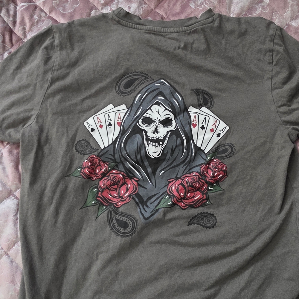 Taco Tuesday Graphic Tee with Skull and Roses